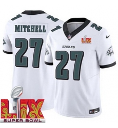 Men's Philadelphia Eagles Quinyon Mitchell #27 White 2024 2025 Super Bowl LIX F U S E Stitched NFL Jersey