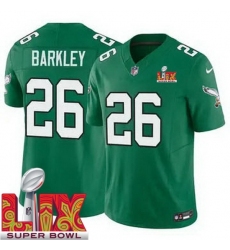 Men's Philadelphia Eagles Saquon Barkley #26 Kelly Green 2024 2025 Super Bowl LIX F U S E Stitched NFL Jersey