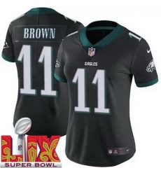 Women Philadelphia Eagles A.J. Brown #11 Black 2024 2025 Super Bowl LIX F U S E Stitched NFL Jersey