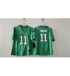 Women's Philadelphia Eagles #11 A. J. Brown Kelly Green Vapor Stitched Jersey(Run Small)