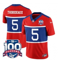 Men's New York Giants #5 Kayvon Thibodeaux Century Red 100TH Season Commemorative Limited Football Stitched Jersey