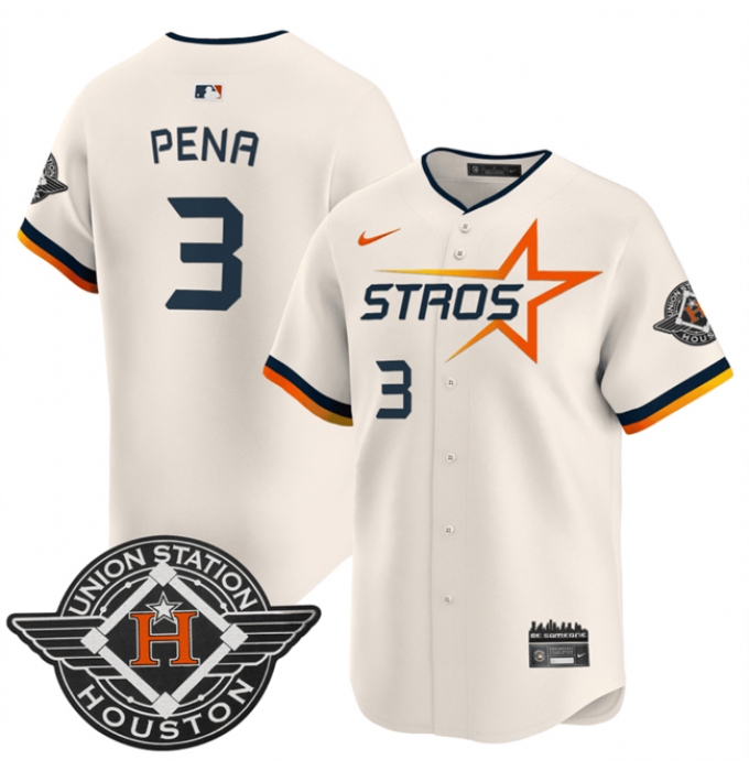 Men's Houston Astros #3 Jeremy Pena Cream 2025 City Connect Limited Stitched Baseball Jersey