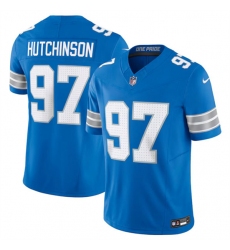 Men's Detroit Lions #97 Aidan Hutchinson Blue 2024 F.U.S.E. Vapor Limited Stitched Jersey