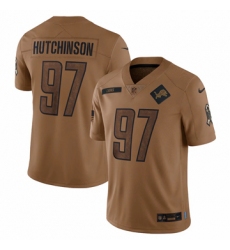 Men's Detroit Lions #97 Aidan Hutchinson Nike Brown 2023 Salute To Service Limited Jersey