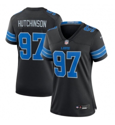 Women's Detroit Lions #97 Aidan Hutchinson Black 2nd Alternate Stitched Jersey(Run Smaller)