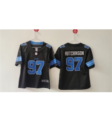 Women's Detroit Lions #97 Aidan Hutchinson Black Vapor Football Stitched Jersey(Run Smaller)