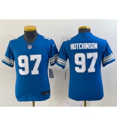 Youth Detroit Lions #97 Aidan Hutchinson Limited Blue 2024 FUSE Vapor Jersey