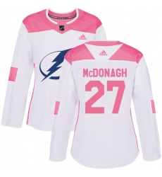 Women's Adidas Tampa Bay Lightning #27 Ryan McDonagh Authentic White Pink Fashion NHL Jersey