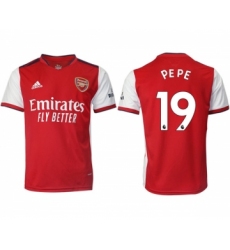Arsenal F.C #19 Nicolas Pépé Red Home Soccer Jersey1