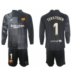 Men 2021-2022 Club Barcelona black goalkeeper Long Sleeve 1 Soccer Jersey