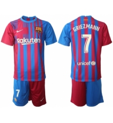 Men 2021-2022 Club Barcelona home red 7 Nike Soccer Jerseys