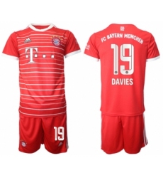 Men's FC Bayern München #19 Alphonso Davies 22-23 Red Home Soccer Jersey Suit