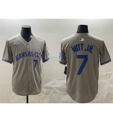 Men's Kansas City Royals #7 Bobby Witt Jr. Gray 2024 Away Limited Stitched Baseball Jersey