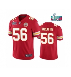 Men's Kansas City Chiefs #56 George Karlaftis Red Super Bowl LVII Patch Vapor Untouchable Limited Stitched Jersey