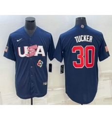 Men's USA Baseball #30 Kyle Tucker 2023 Navy World Baseball Classic Stitched Jersey