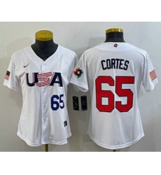 Women's USA Baseball #65 Nestor Cortes Number 2023 White World Classic Stitched Jerseys