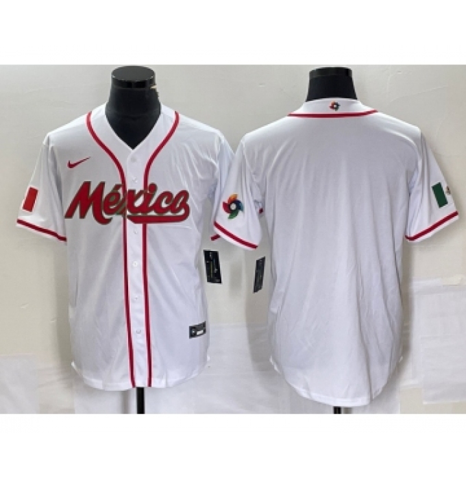 Men's Nike Mexico Baseball Blank NEW 2023 White World Classic Stitched Jersey