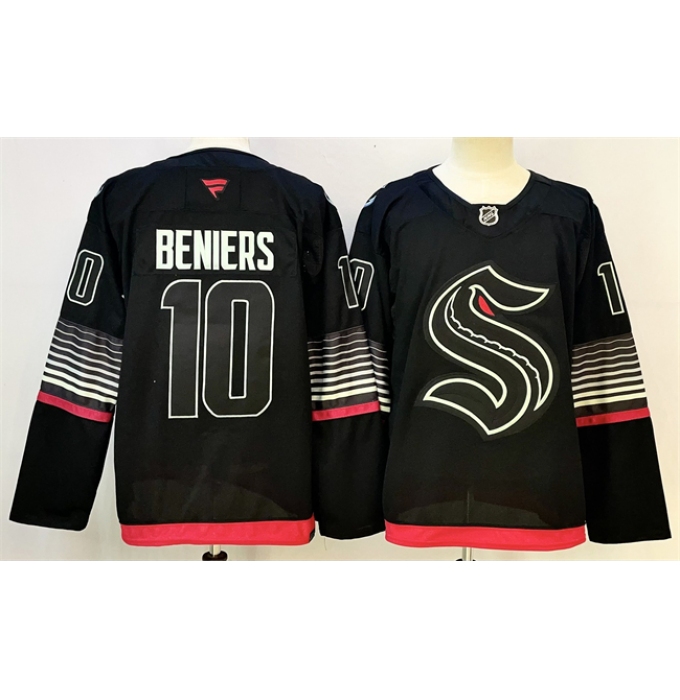 Men's Seattle Kraken #10 Matty Beniers Black 2026 Alternate Stitched Hockey Jersey