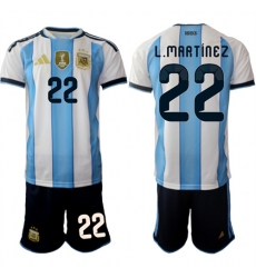Men's Argentina #22 L.MARTINEZ National Team FIFA x World Cup 2026 Home White On Field Jersey
