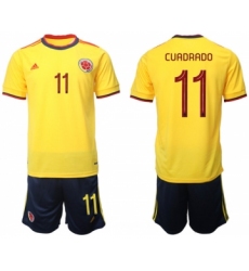 Men's Colombia #11 Cuadrado Yellow Home Soccer Jersey Suit