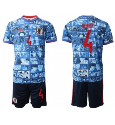 Men's Japan #4 Honda Blue Home Soccer Jersey Suit
