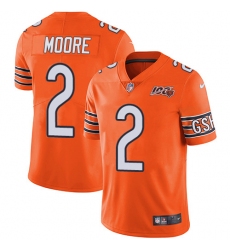 Men's Chicago Bears #2 D.J. Moore Orange Stitched NFL Limited Rush 100th Season Jersey