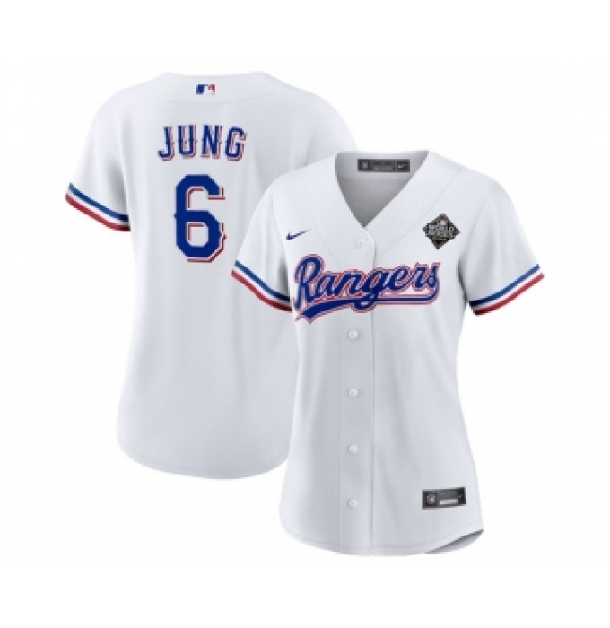 Women's Texas Rangers #6 Josh Jung White 2023 World Series Stitched Baseball Jersey