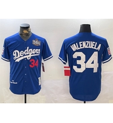 Men's Los Angeles Dodgers #34 Toro Valenzuela Royal 2024 World Series 1981 Cooperstown Stitched Baseball Jersey