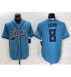 Men's Tennessee Titans #8 Will Levis Blue With Cool Base Stitched Baseball Jersey