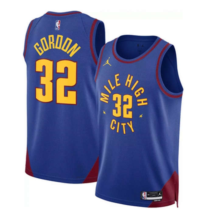 Men's Denver Nuggets #32 Aaron Gordon Blue Statement Edition Stitched Basketball Jersey