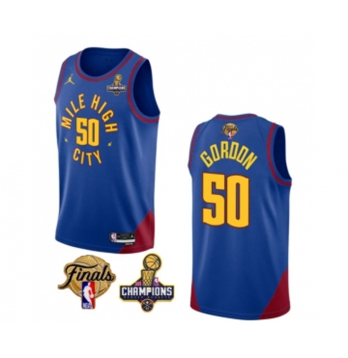 Men's Denver Nuggets #50 Aaron Gordon Blue 2023 Nuggets Champions And Finals Statemenr Edition Stitched Basketball Jersey