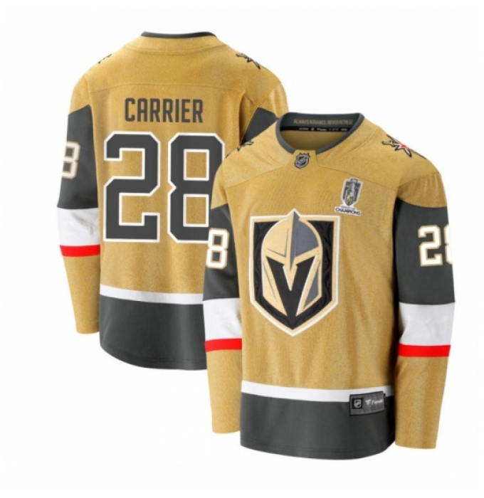 Men's Vegas Golden Knights #28 CARRIER Gold 2023 Stanley Cup Champions Stitched Jersey