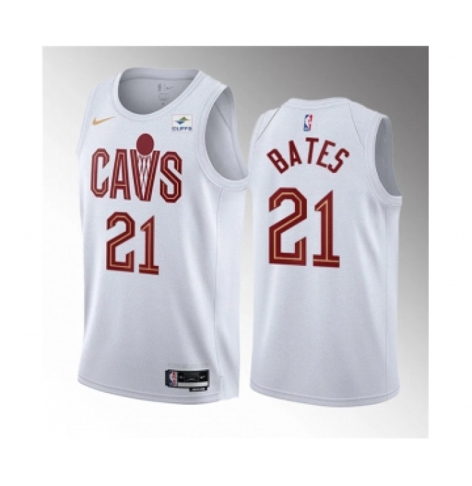 Men's Cleveland Cavaliers #21 Emoni Bates White 2023 Draft Association Edition Stitched Jersey