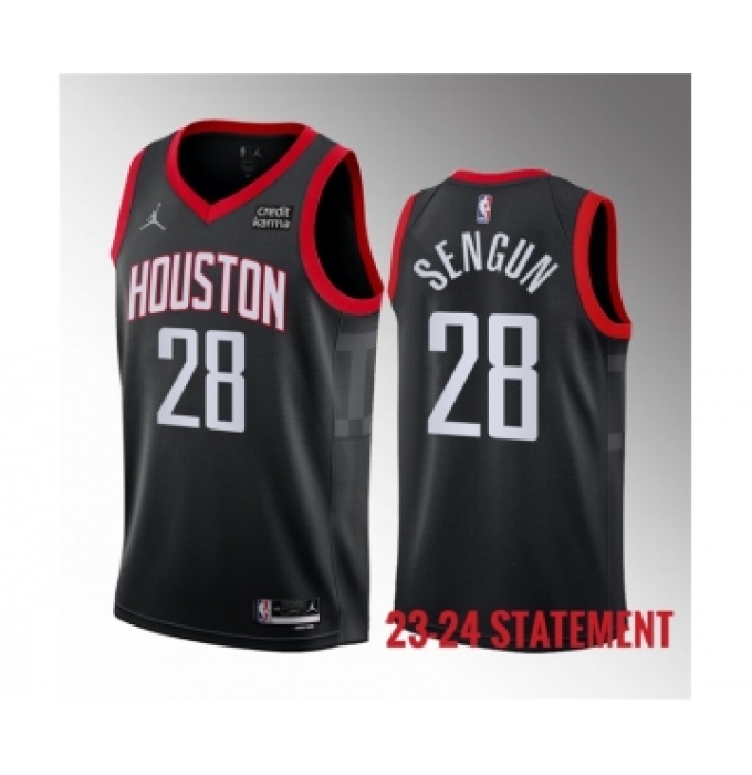 Men's Houston Rockets #28 Alperen Sengun Black 2023 Statement Edition Stitched Basketball Jersey