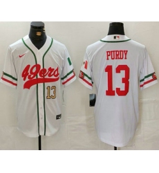 Men's San Francisco 49ers #13 Brock Purdy Number White Mexico Cool Base Stitched Baseball Jersey