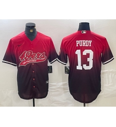 Men's San Francisco 49ers #13 Brock Purdy Red Black Stitched Baseball Jersey