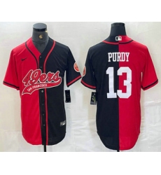 Men's San Francisco 49ers #13 Brock Purdy Red Black Two Tone Cool Base Stitched Baseball Jersey