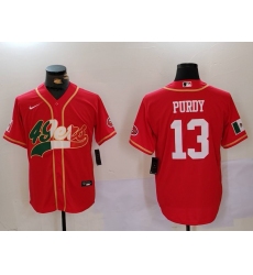 Men's San Francisco 49ers #13 Brock Purdy Red With Cool Base Stitched Baseball Jersey