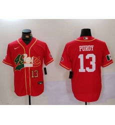 Men's San Francisco 49ers #13 Brock Purdy Red With Cool Base Stitched Baseball Jerseys