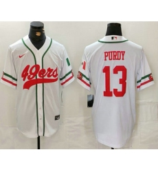 Men's San Francisco 49ers #13 Brock Purdy White Mexico Cool Base Stitched Baseball Jersey