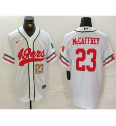 Men's San Francisco 49ers #23 Christian McCaffrey Number White Mexico Cool Base Stitched Baseball Jersey