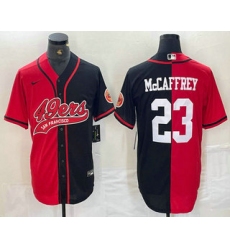 Men's San Francisco 49ers #23 Christian McCaffrey Red Black Two Tone Cool Base Stitched Baseball Jersey