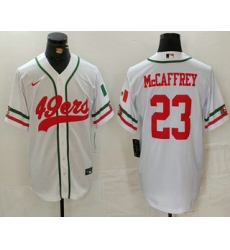 Men's San Francisco 49ers #23 Christian McCaffrey White Mexico Cool Base Stitched Baseball Jersey