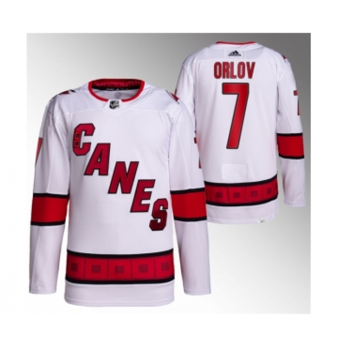 Men's Carolina Hurricanes #7 Dmitry Orlov White Stitched Jersey