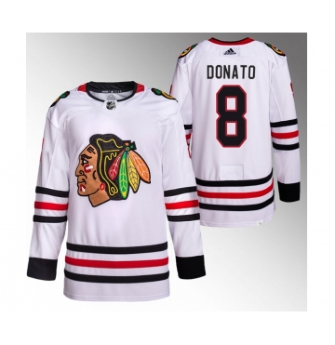 Men's Chicago Blackhawks #8 Ryan Donato White Stitched Hockey Jersey