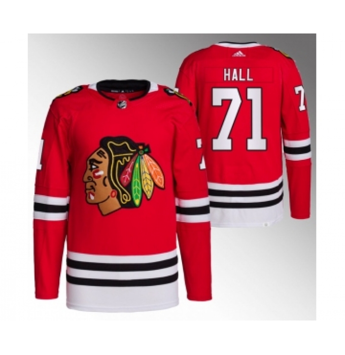 Men's Chicago Blackhawks #71 Taylor Hall Red Stitched Hockey Jersey