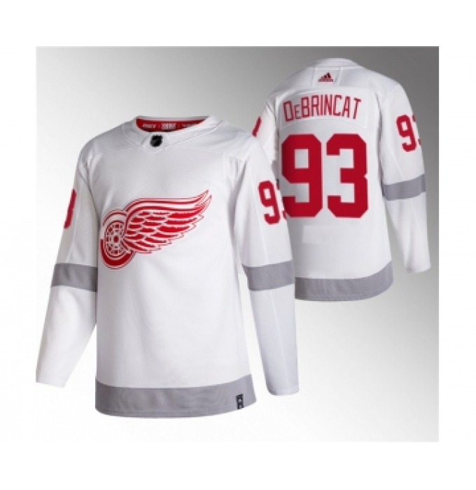 Men's Detroit Red Wings #93 Alex DeBrincat White 2020-21 Reverse Retro Stitched Jersey