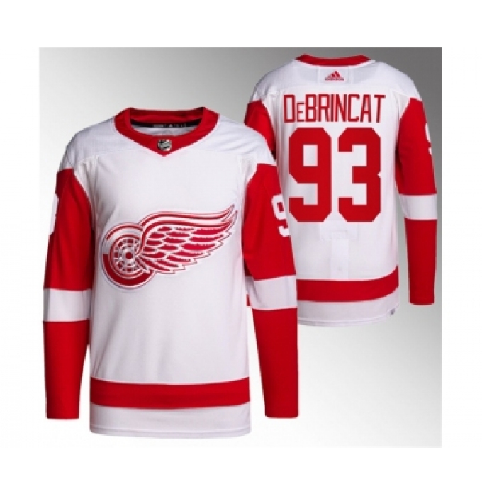 Men's Detroit Red Wings #93 Alex DeBrincat White Stitched Jersey
