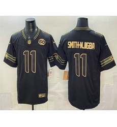 Men's Seattle Seahawks #11 Jaxon Smith-Njigba Black Gold 2025 FUSE 50th Season Limited Stitched Jersey