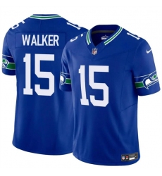 Men's Seattle Seahawks #15 P.J. Walker Royal 2024 F.U.S.E Throwback Vapor Limited Football Stitched Jersey